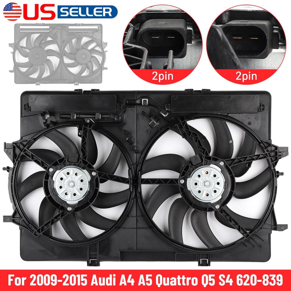 Engine Dual Radiator Condenser Cooling Fan For 2009-15 Audi A4 A5 Q5 S4 Quattro