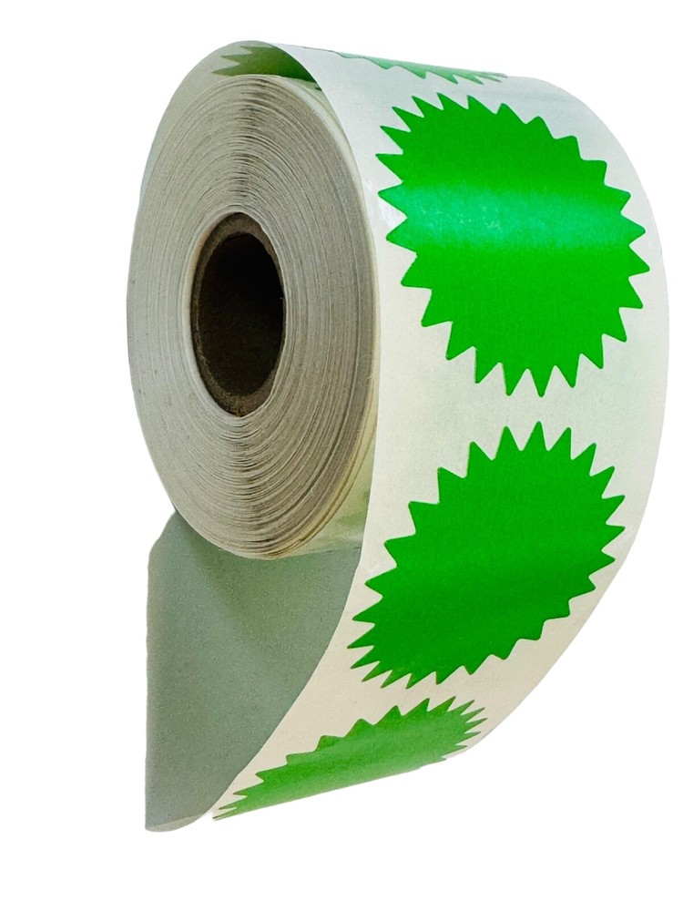 Green STARBURST 2-inch Direct Thermal Zebra Labels - 2 Rolls of 700 Labels Each-image