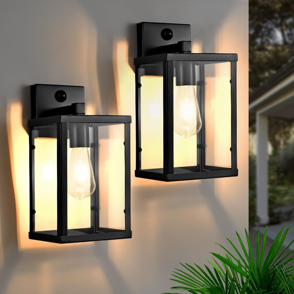 Dusk to Dawn Outdoor Light Fixtures, 2-Pack Sensor Porch Lights, Waterproof E...