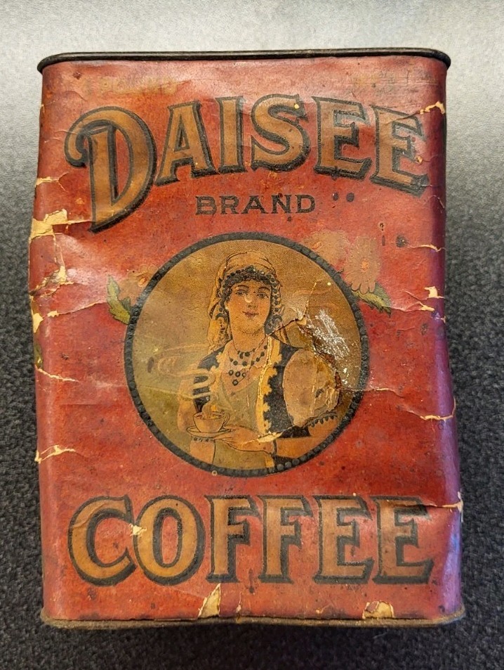 Very Rare Antique Daisee Brand Coffee Paper Tin, 1lb The Herman Co Paterson N.J.