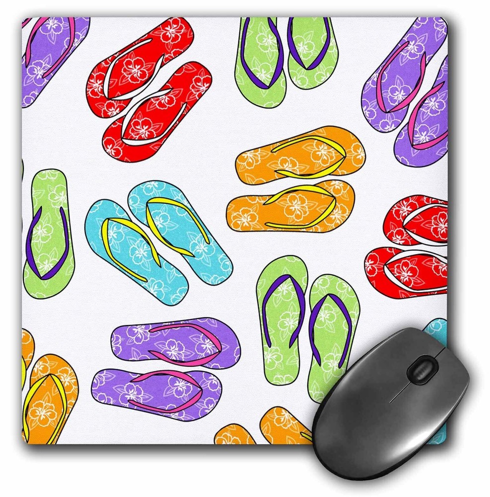 Colorful Flip Flop Design Mouse Pad with White Background  