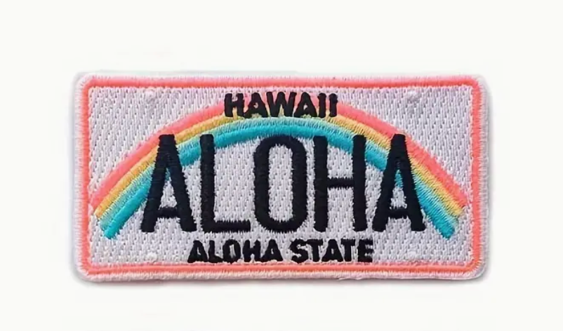HAWAII - ALOHA LICENSE PLATE - ALOHA STATE - Embroidered Iron-On Patch