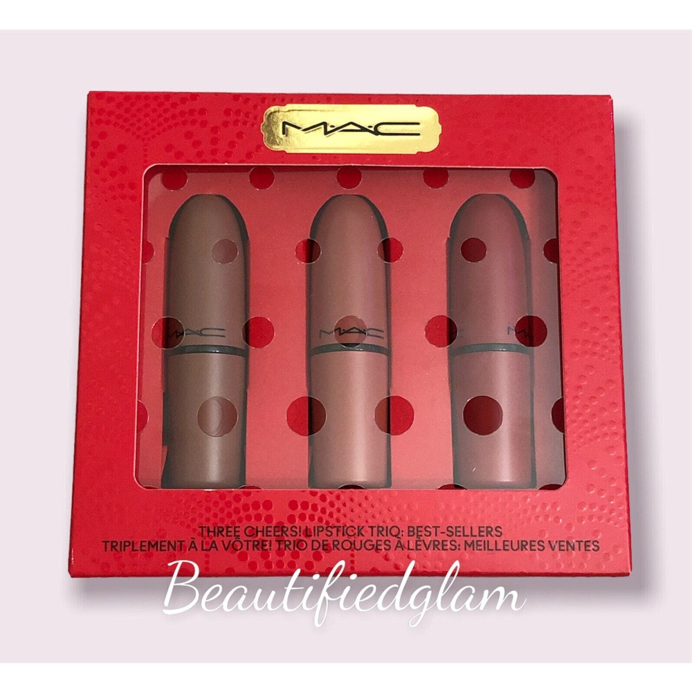 MAC 3 Piece Lipstick Set, Three Cheers! LIPSTICK TRIO, $63 Value Bestsellers, BN