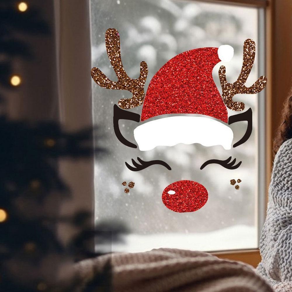 Christmas decoration door stickers elk Christmas tree snowman cartoon felt T7N7