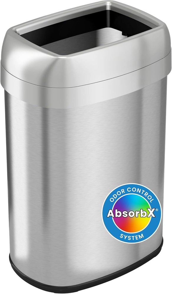 13 Gallon Open Top Kitchen Trash Can Recycling Bin with Double Odor Filters Home