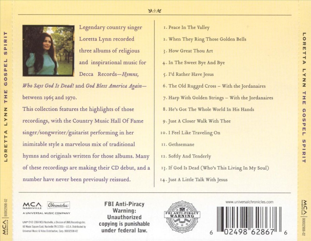 LORETTA LYNN GOSPEL SPIRIT NEW CD