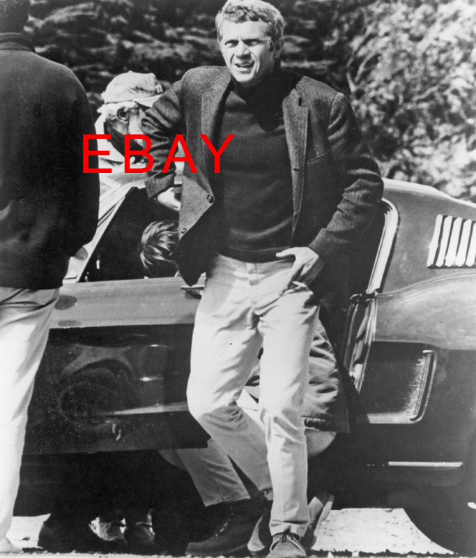 STEVE McQUEEN: BULLITT rare CANDID 8x10 Ford Mustang