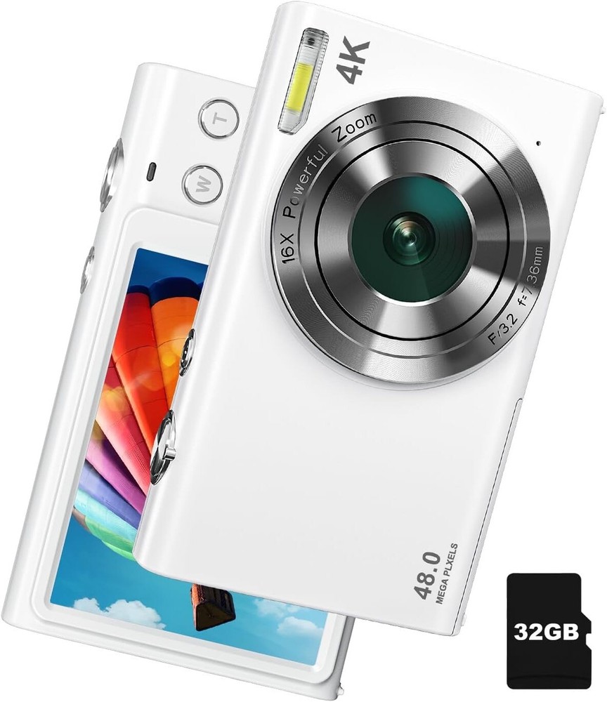 4K 48MP Autofocus Vlogging Camera with Flash for Point-and-Shoot Photography