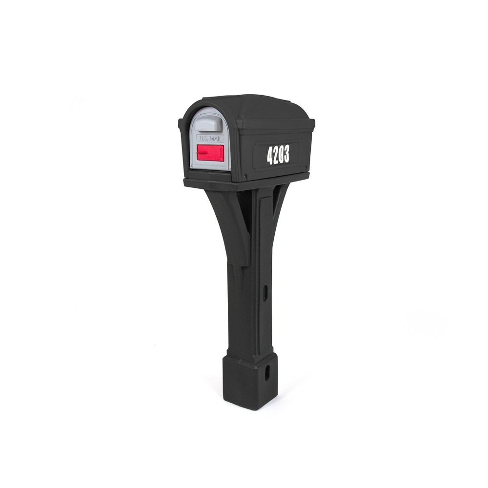 Simplay3 Classic Plastic Residential Mailbox & Post Mount Combo Kit with 2 Ac...