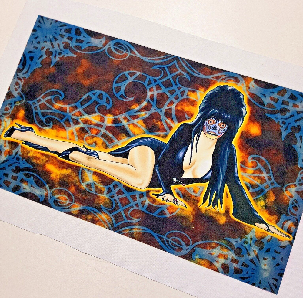 11x7 elvira as they live alien goth pinup halloween digital art prints by artist