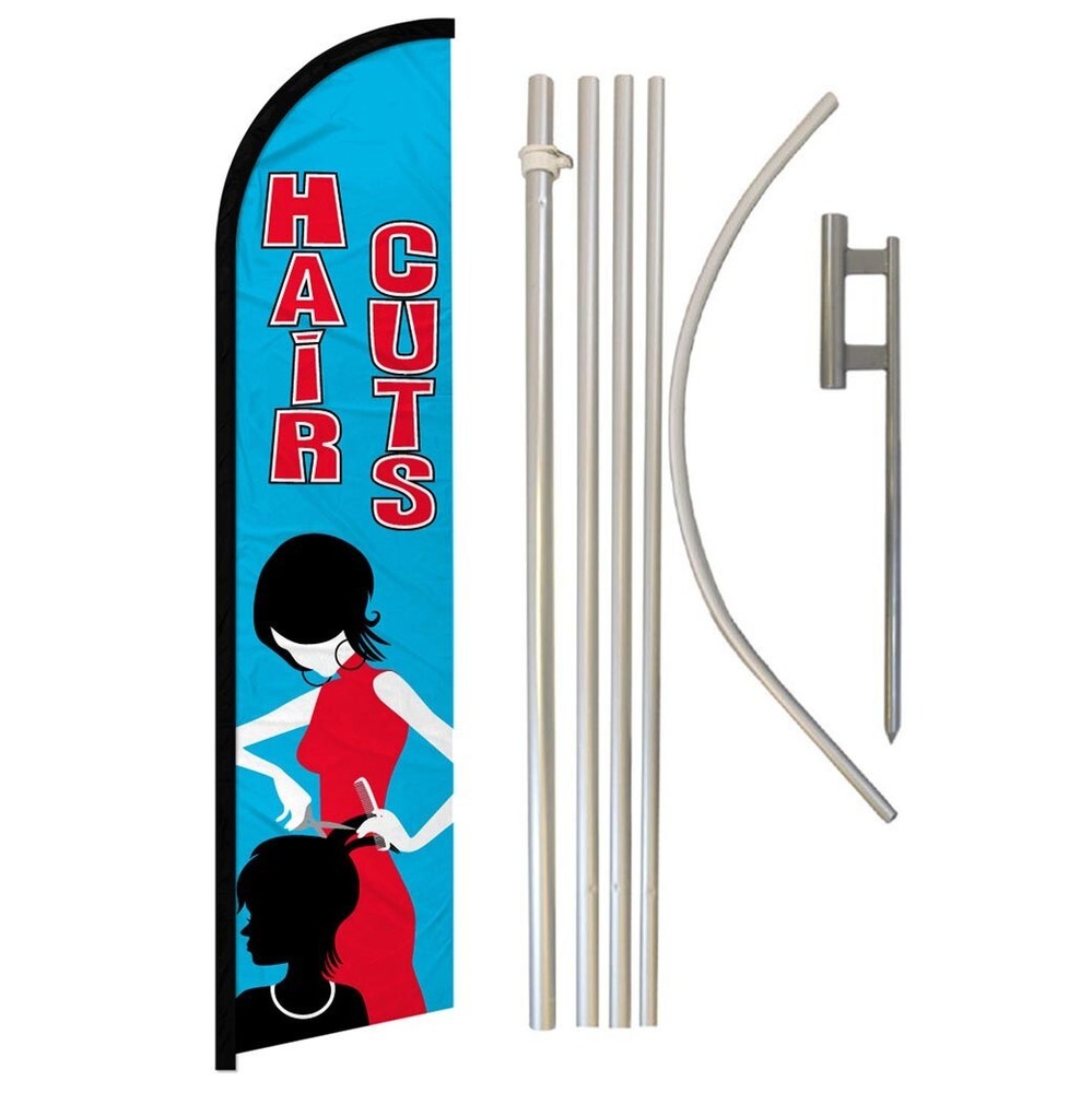 Full Curve Windless Swooper Flag Pole Kit for Seamless Haircuts and Beauty Services