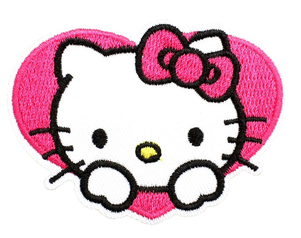 HELLO KITTY - розовый сердце - утюг вышитая нашивка
