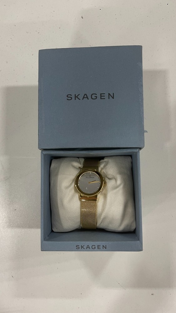 SKAGEN FREJA 358SGGD SWAROVSKI GOLD STAINLESS STEEL MESH LADIES WATCH