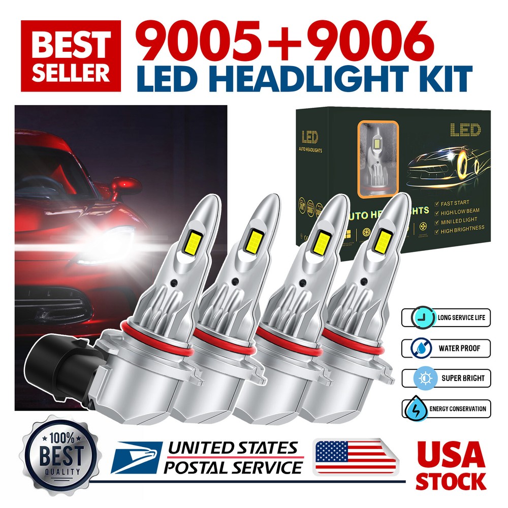 For Chevrolet Suburban 1500 2500 4x 9005+9006 LED Headlight High Low Beam Bulbs