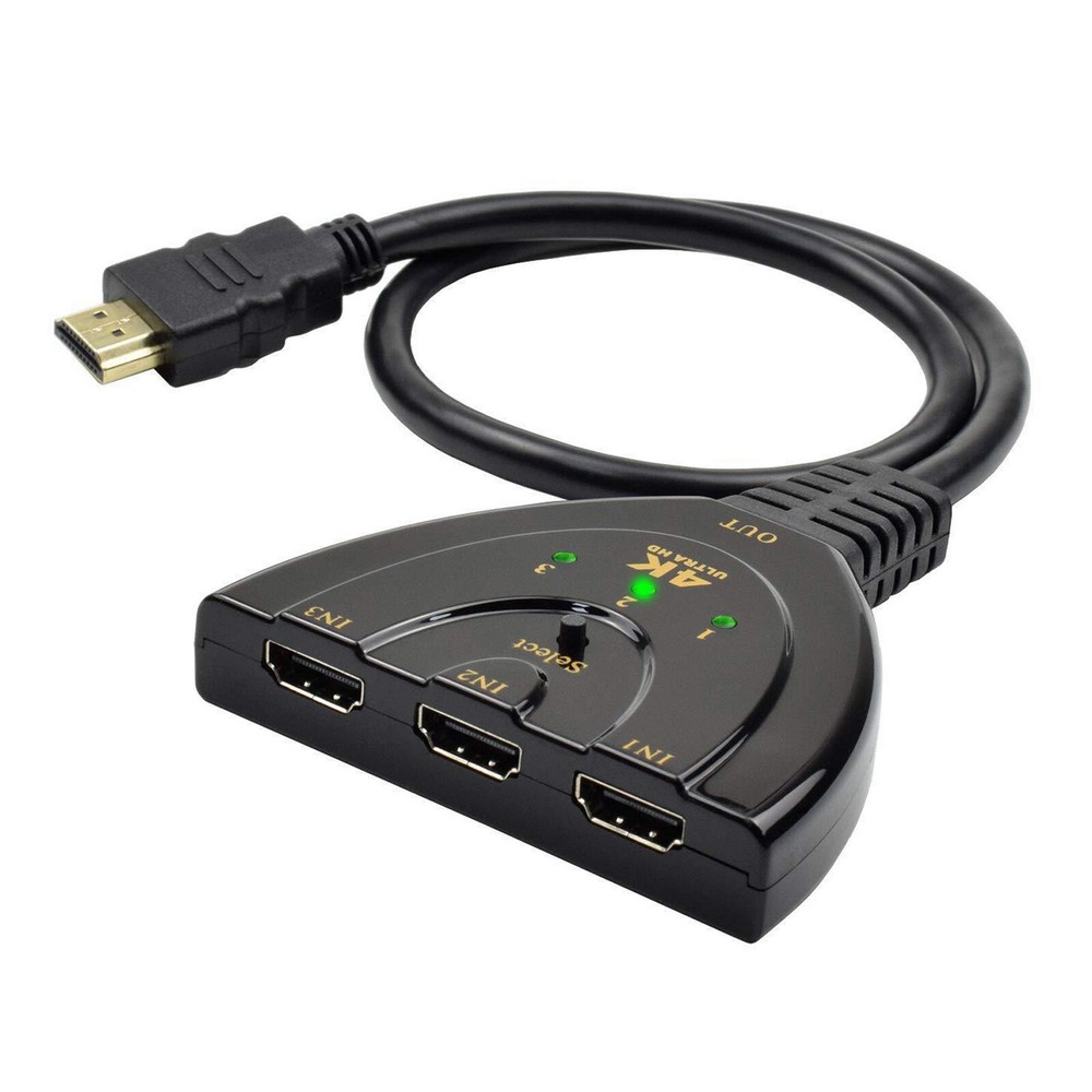 3-Port 4K HDMI Switch with Auto-Switching and 2.97Gbps Bandwidth