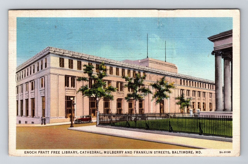 Baltimore MD-Maryland, Enoch Pratt Free Library, Vintage Postcard