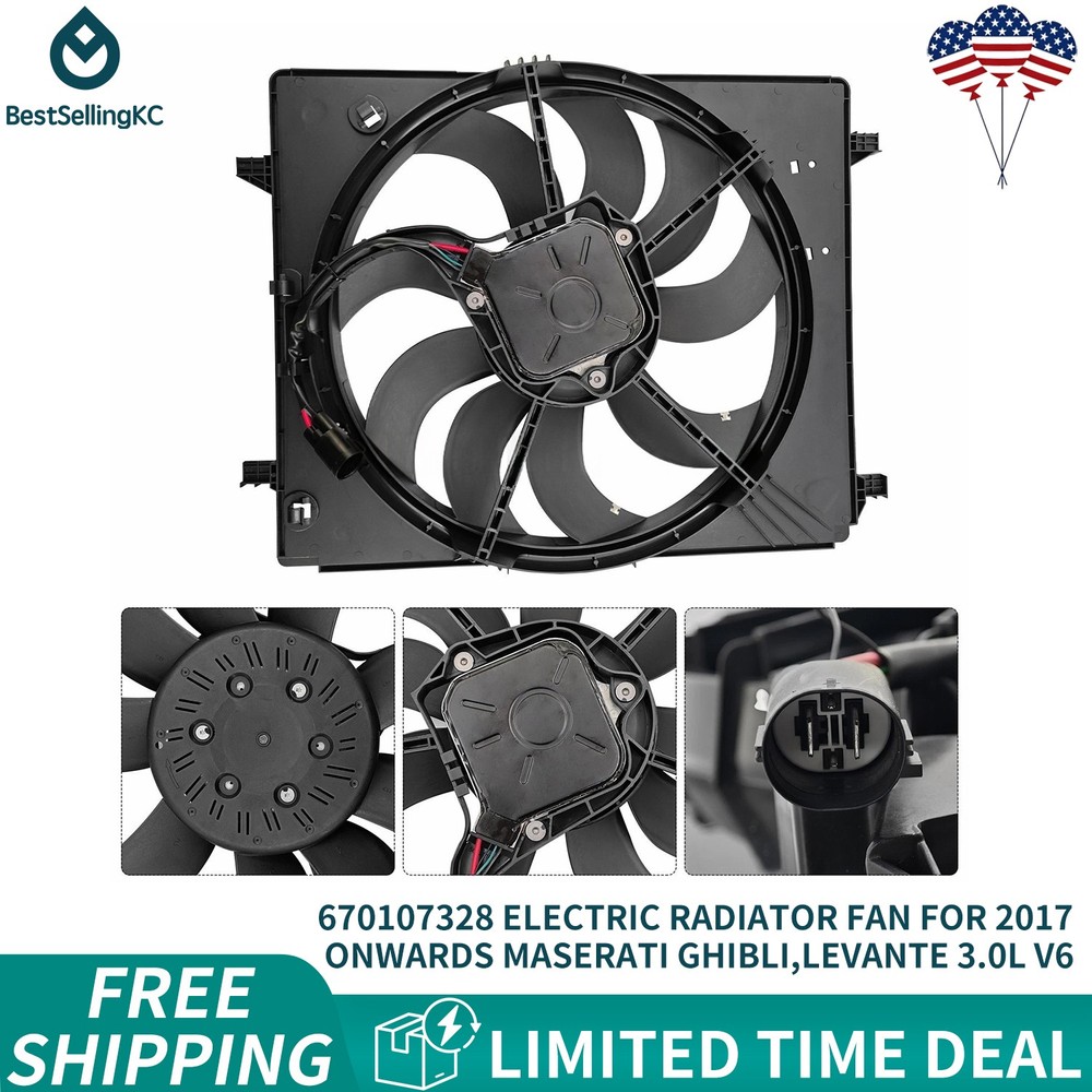 670107328 Electric Radiator Fan for 2017 onwards Maserati Ghibli Levante 3.0L V6
