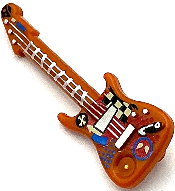 Lego New Dark Orange Minifigure Utensil Musical Instrument Guitar Electric Part