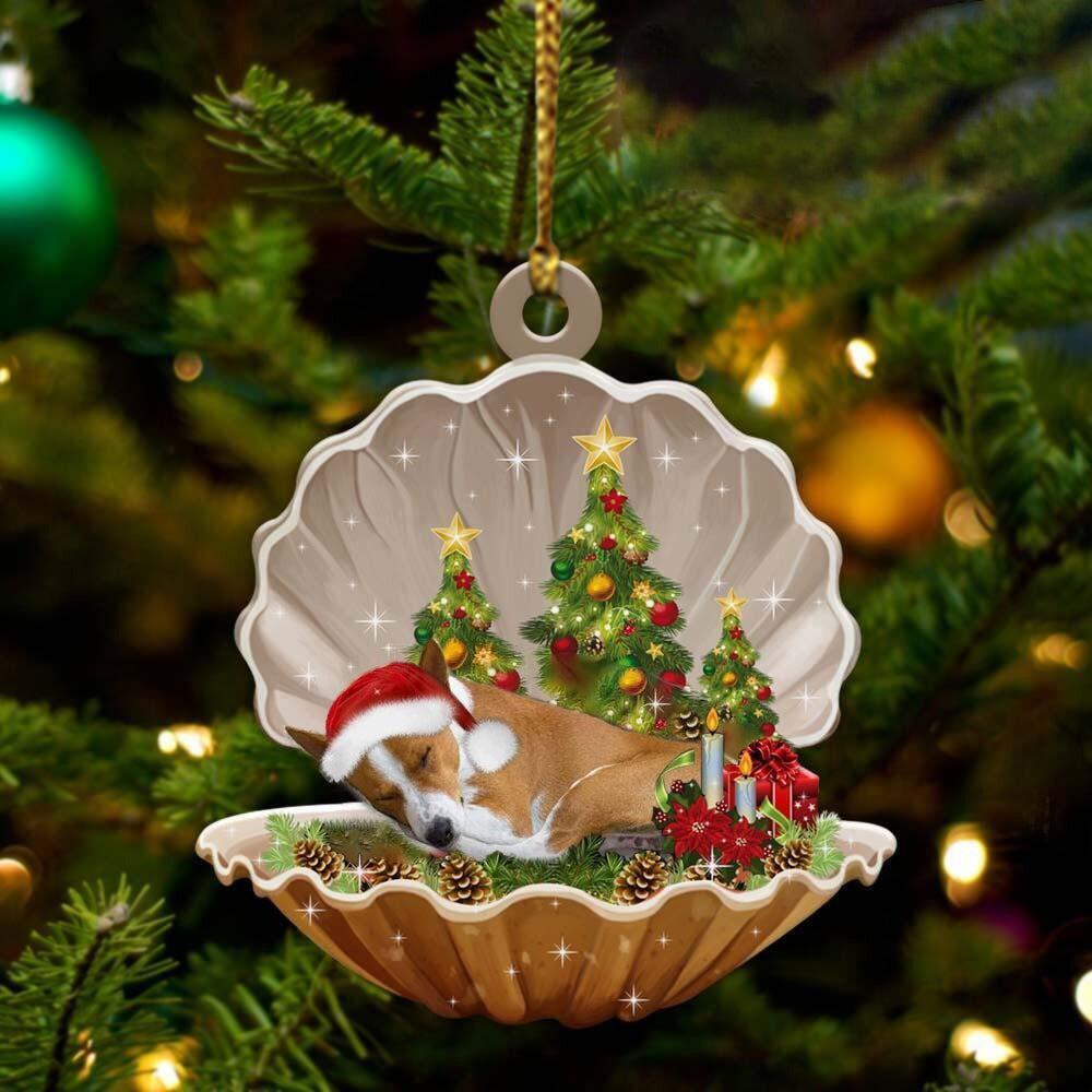 Basenji Dog Sleeping Pearl Car Ornament  Basenji Dog Christmas Ornament Gift