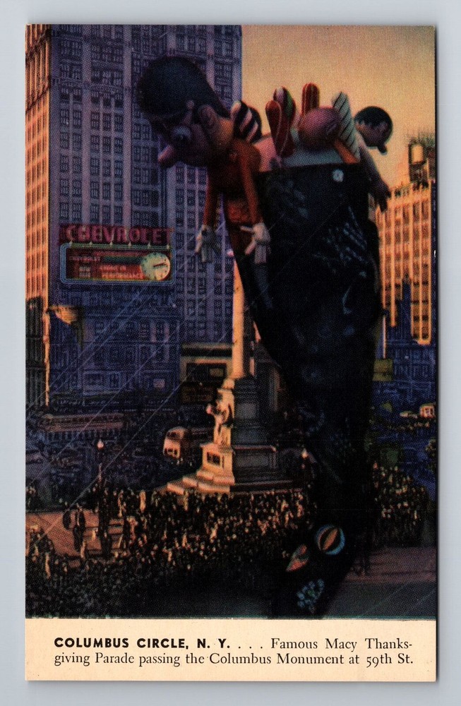 New York City NY-Columbus Circle, Souvenir, Vintage Postcard