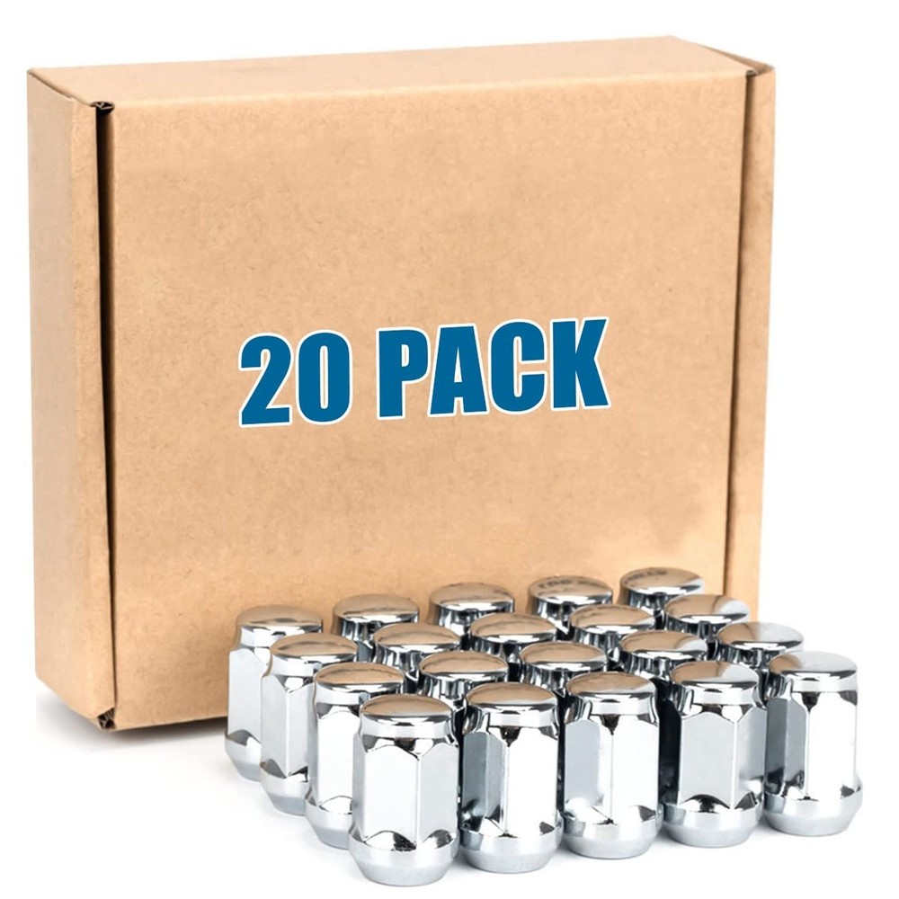 20pcs M12x1.25 Chrome Lug Nuts, 12mmx1.25 Wheel Nuts with 19mm(3/4