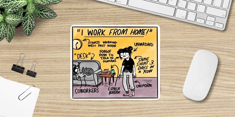 Fun Non-Slip Large 9.5x8 Inch Work From Home Office Mouse Pad-image