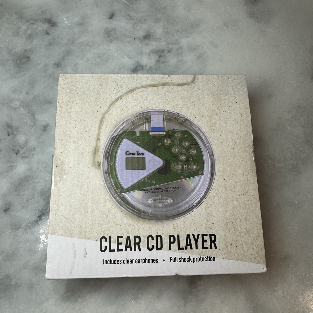 UO ClearTech Clear CD Player Portable Disc Player Anti Skip w Earphones NEW