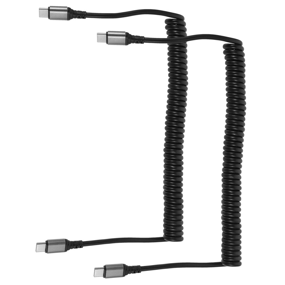 2 Pcs Retractable Fast Charge Car Data Cable Type C to USB-C