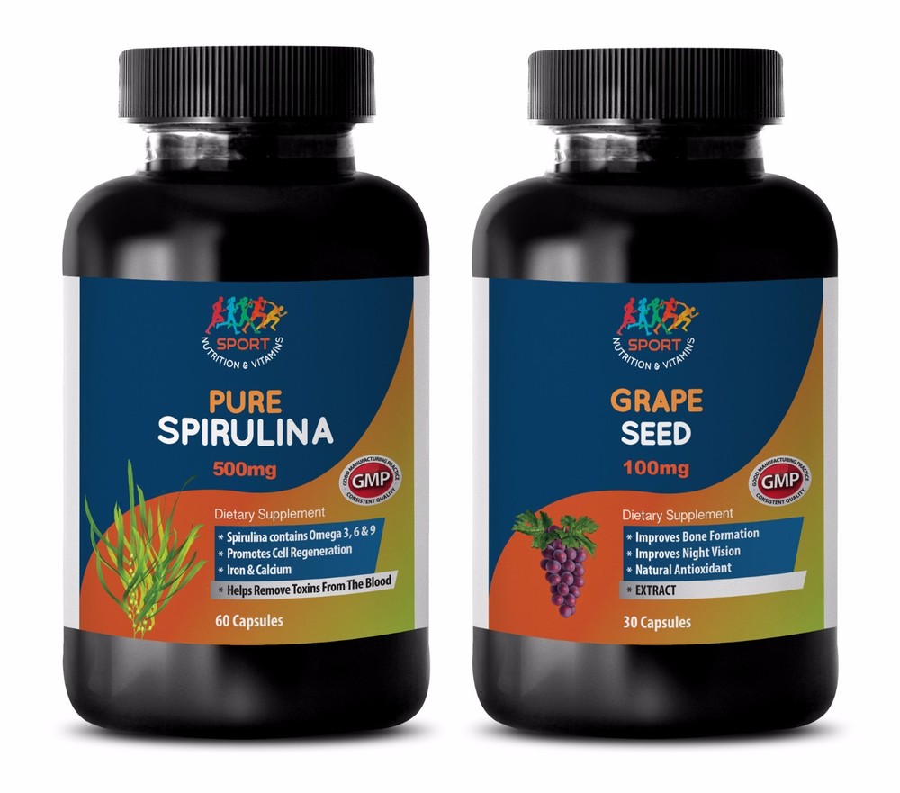 Anti-aging spirulina grape seed extract with folic acid combo-image