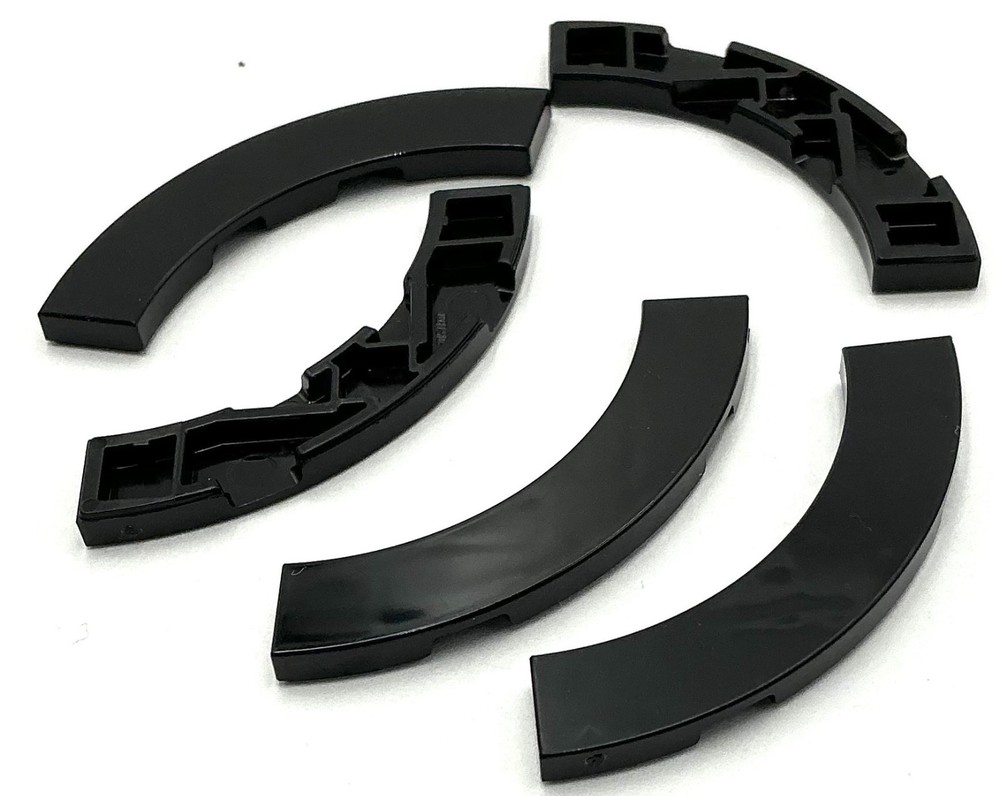 Lego 5 New Black Tiles Flat Smooth Round Corner 4 x 4 Macaroni Parts