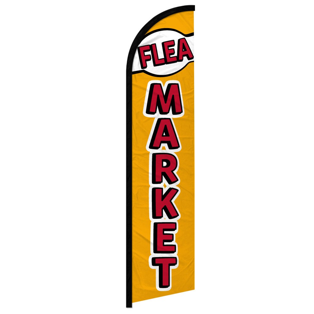 Flea Market Full Curve Windless Swooper Flag - Vintage Antique Style Thrift Store Decorative Outdoor Garden Flag