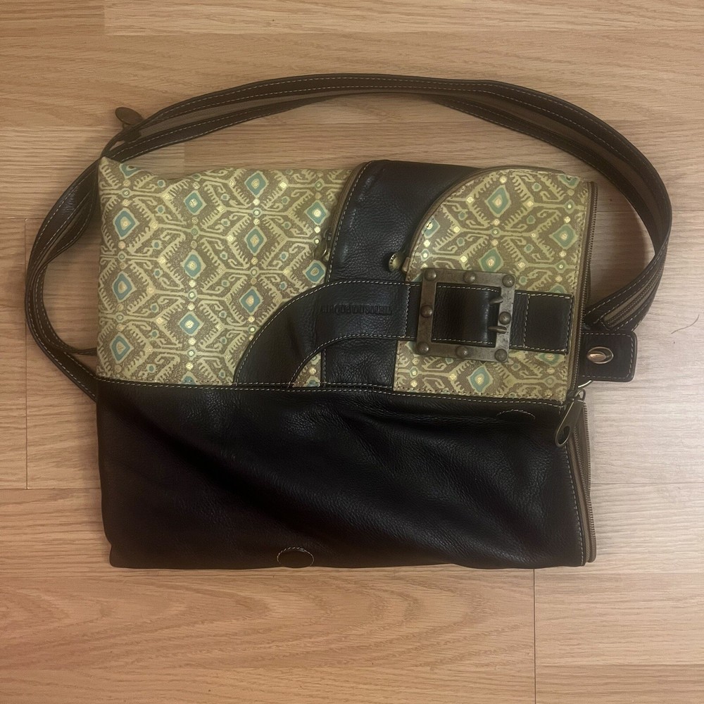 Vintage Cirque Du Soleil Leather  Sling Bag Purse Converts to Backpack 90's Boho