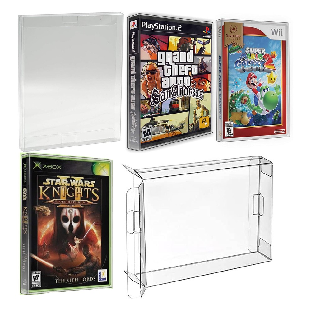 BOX PROTECTOR FOR PS2 XBOX Wii-Wii U GAMECUBE CLEAR PROTECTIVE GAME DISPLAY CASE
