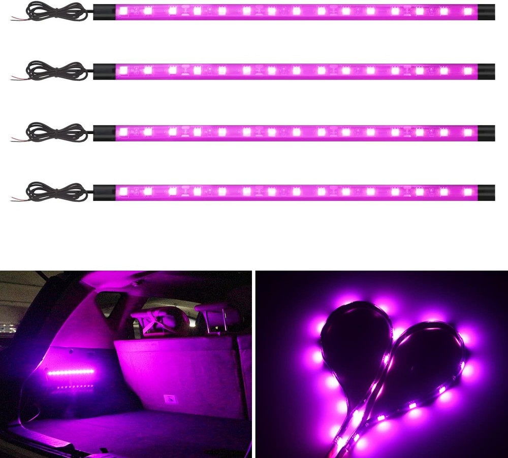 YM E-Bright Led Strip Lights for Cars, 27CM 5050 15SMD Waterproof Car Pink